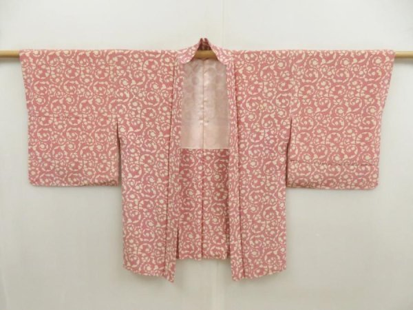 Photo5: 5709T03z600 Vintage Japanese Kimono Silk HAORI  Pink (5)
