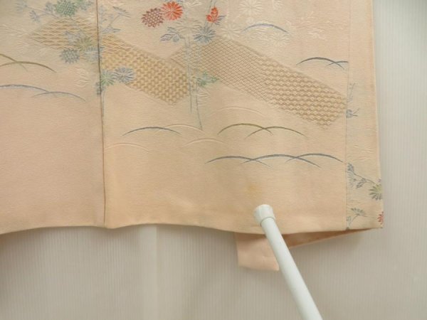 Photo6: 5709T04z520 Vintage Japanese Kimono Silk HAORI Chrysanthemum Light peach (6)