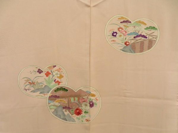 Photo3: 5709T05z630 Vintage Japanese Kimono Silk HAORI Chrysanthemum Light brown (3)