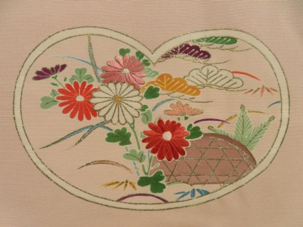 Photo4: 5709T05z630 Vintage Japanese Kimono Silk HAORI Chrysanthemum Light brown (4)