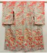 Photo1: 5709T06z1020 Vintage Japanese Kimono Crepe Silk TSUKESAGE Red-Pink (1)