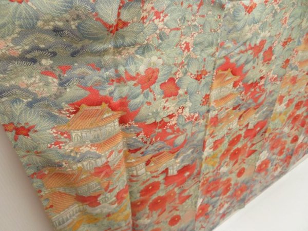 Photo3: 5709T06z1020 Vintage Japanese Kimono Crepe Silk TSUKESAGE Red-Pink (3)