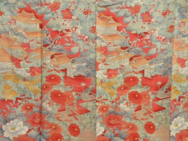 Photo8: 5709T06z1020 Vintage Japanese Kimono Crepe Silk TSUKESAGE Red-Pink (8)