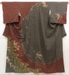 Photo1: 5709T09z1050  Japanese Kimono Silk TSUKESAGE Flowers Dark grape (1)