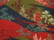 Photo6: 5709T10z910 Vintage Japanese Kimono Silk KOMON Trees Dark red (6)