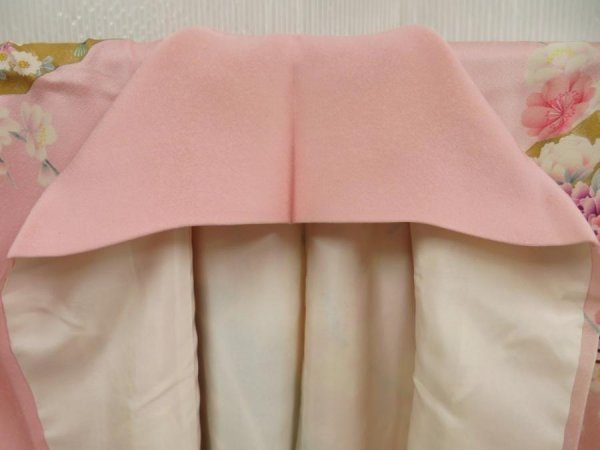 Photo8: 5709T13z1110 Vintage Japanese Kimono Silk FURISODE Flowers Pink (8)