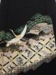 Photo1: 2A01z100  Japanese Kimono Silk  FABRIC Crane Black 67.7x15.0 (1)