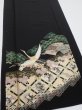 Photo4: 2A01z100  Japanese Kimono Silk  FABRIC Crane Black 67.7x15.0 (4)