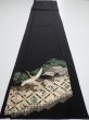 Photo6: 2A01z100  Japanese Kimono Silk  FABRIC Crane Black 67.7x15.0 (6)