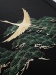 Photo3: 2A02z100  Japanese Kimono Silk  FABRIC Crane Black 67.7x15.0 (3)