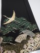 Photo4: 2A02z100  Japanese Kimono Silk  FABRIC Crane Black 67.7x15.0 (4)