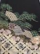 Photo1: 2A03z100  Japanese Kimono Silk  FABRIC Pine Black 67.7x15.0 (1)