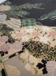Photo2: 2A03z100  Japanese Kimono Silk  FABRIC Pine Black 67.7x15.0 (2)