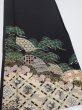 Photo4: 2A03z100  Japanese Kimono Silk  FABRIC Pine Black 67.7x15.0 (4)