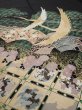 Photo3: 2A04z150  Japanese Kimono Silk  FABRIC Crane Black 58.7x19.3 (3)