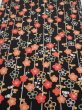 Photo1: 2A01z70  Japanese Kimono Silk  FABRIC Plum blossom Black 47.2x14.2 (1)