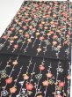 Photo3: 2A02z60  Japanese Kimono Silk  FABRIC Plum blossom Black 46.9x14.2 (3)