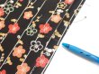 Photo6: 2A02z60  Japanese Kimono Silk  FABRIC Plum blossom Black 46.9x14.2 (6)