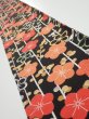 Photo1: 2A07z40  Japanese Kimono Silk  FABRIC Plum blossom Black 58.3x7.1 (1)