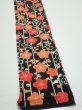 Photo2: 2A08z40  Japanese Kimono Silk  FABRIC Plum blossom Black 58.3x7.1 (2)
