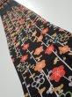 Photo1: 2A09z50  Japanese Kimono Silk  FABRIC Plum blossom Black 79.9x6.9 (1)