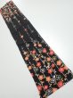 Photo1: 2A10z30  Japanese Kimono Silk  FABRIC Plum blossom Black 35.4x6.9 (1)