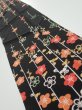 Photo2: 2A10z30  Japanese Kimono Silk  FABRIC Plum blossom Black 35.4x6.9 (2)