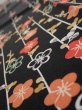 Photo5: 2A10z30  Japanese Kimono Silk  FABRIC Plum blossom Black 35.4x6.9 (5)