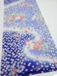 Photo2: 1K03z90  Japanese Kimono Silk  FABRIC Flowers Blue 65.0x14.8 (2)
