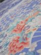 Photo4: 1K03z90  Japanese Kimono Silk  FABRIC Flowers Blue 65.0x14.8 (4)