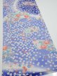 Photo2: 1K04z90  Japanese Kimono Silk  FABRIC Flowers Blue 64.6x14.8 (2)