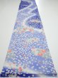 Photo5: 1K04z90  Japanese Kimono Silk  FABRIC Flowers Blue 64.6x14.8 (5)