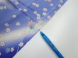 Photo6: 1K04z90  Japanese Kimono Silk  FABRIC Flowers Blue 64.6x14.8 (6)