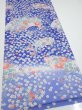 Photo2: 1K05z90  Japanese Kimono Silk  FABRIC Flowers Blue 64.6x14.8 (2)