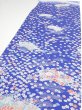 Photo3: 1K05z90  Japanese Kimono Silk  FABRIC Flowers Blue 64.6x14.8 (3)