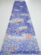 Photo5: 1K05z90  Japanese Kimono Silk  FABRIC Flowers Blue 64.6x14.8 (5)