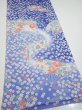 Photo2: 1K06z90  Japanese Kimono Silk  FABRIC Flowers Blue 65.0x14.8 (2)