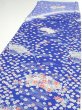 Photo3: 1K06z90  Japanese Kimono Silk  FABRIC Flowers Blue 65.0x14.8 (3)