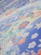 Photo4: 1K06z90  Japanese Kimono Silk  FABRIC Flowers Blue 65.0x14.8 (4)