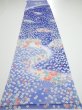 Photo5: 1K06z90  Japanese Kimono Silk  FABRIC Flowers Blue 65.0x14.8 (5)