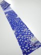 Photo1: 1K09z60  Japanese Kimono Silk  FABRIC Flowers Blue 79.9x7.3 (1)