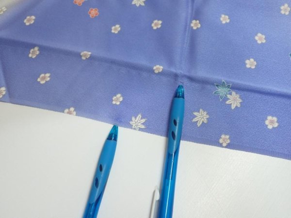 Photo6: 1K10z30  Japanese Kimono Silk  FABRIC Flowers Blue 39.8x7.3 (6)