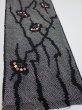 Photo3: 1K03z70  Japanese Kimono Silk SHIBORI FABRIC Plum branch Black 67.7x14.6 (3)