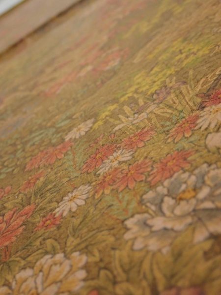 Photo4: 1K01z60  Japanese Kimono Silk  FABRIC Garden Brown 43.3x14.4 (4)