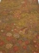 Photo1: 1K02z60  Japanese Kimono Silk  FABRIC Garden Brown 42.9x14.4 (1)