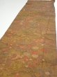 Photo3: 1K06z100  Japanese Kimono Silk  FABRIC Garden Brown 72.0x14.6 (3)
