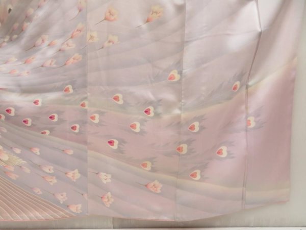 Photo7: 5710T01z940 Vintage Japanese Kimono Silk TSUKESAGE Peacock Light purple (7)