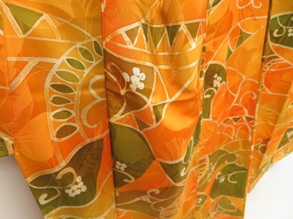 Photo3: 5710T03z820  Japanese Kimono Silk KOMON  Dark orange (3)
