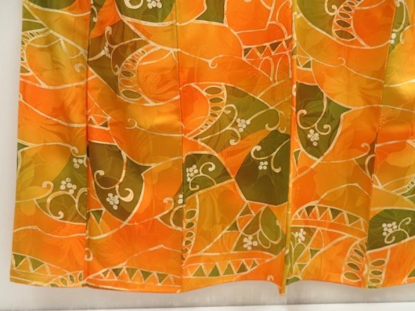 Photo4: 5710T03z820  Japanese Kimono Silk KOMON  Dark orange (4)