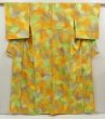 Photo1: 5710T04z880  Japanese Kimono Silk KOMON Leaf Light orange (1)